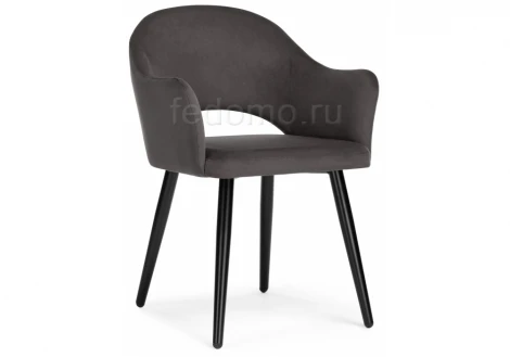 Стул Woodville на металлокаркасе Апри микровелюр графитовый / черный глянец 464178