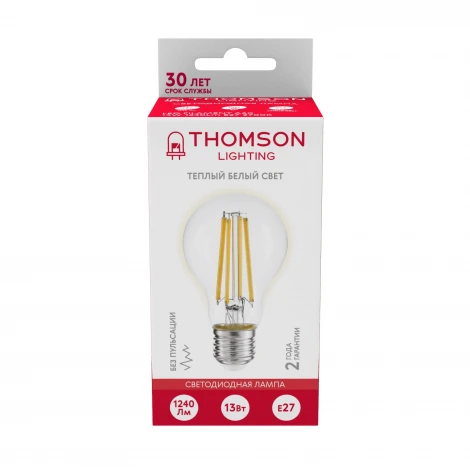 Лампочка светодиодная филаментная прозрачная груша E27 13W Thomson A60 TH-B2367