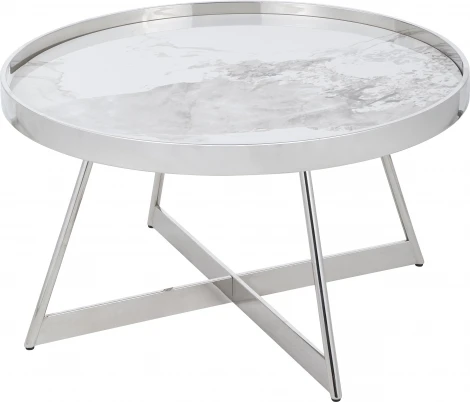 Журнальный столик Гера 80*80см белая керамика сталь серебро Stool Group арт.УТ000039403