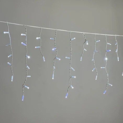 Гирлянда Бахрома 3,1 x 0,5 м белая с мерцанием белого диода 220В, 120 LED, провод белый каучук 2,3мм, IP65 Laitcom ECO120BLW-8-2W