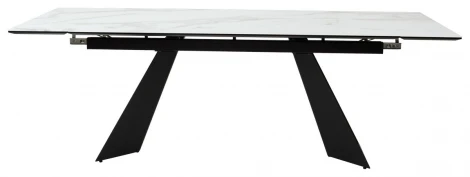 Стол Купер 160 БЕЛЫЙ МРАМОР, черная шагрень, стекло / ЧЕРНЫЙ каркас