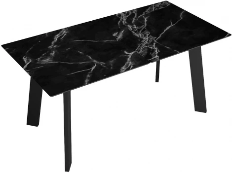 Стол DikLine DKH160, керамика 160(200)х90, мрамор черный матовый, опоры черные (2 уп.) арт.00-00075521