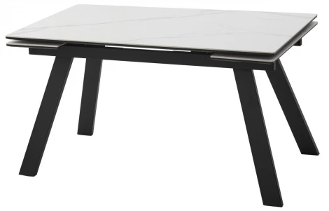 Стол МОРИС-2 140 цвет MATTE БЕЛЫЙ МРАМОР, керамика / Черный каркас M-City 64592