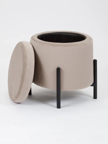 Пуф MyFar Фрэнк с ящиком серо-бежевый велюр MF1020-1