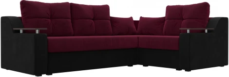Диван угловой Кронос правый угол (Бордовый,Черный/Микровельвет) Лига Диванов арт.114621