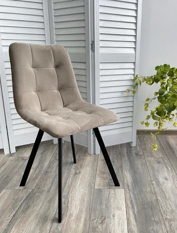 Стул CHILLI-Q SQUARE латте #25, велюр / черный каркас, 4 шт./1 к