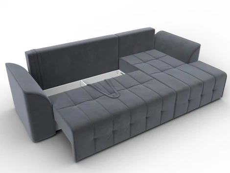Диван угловой Лига-113 угол правый (ДСП,Велюр/Серый) Лига Диванов 136724