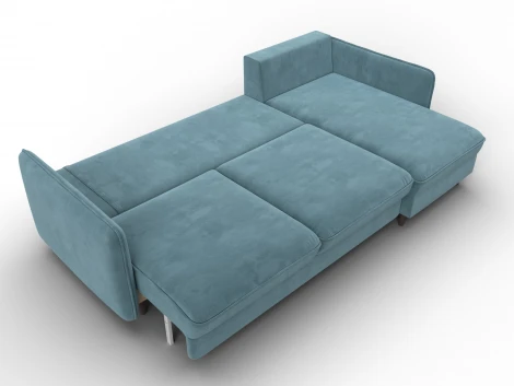 Диван угловой Лига-064 НПБ угол универсальный (ДСП/Дерево/Велюр/Бирюзовый) Лига Диванов 134770