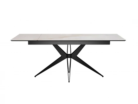 Стол DikLine DKS140 керамика глянец белый Icelandic white jade (Ostra Bianco Light), подстолье черное, опоры черные (2уп.) 00-00086873