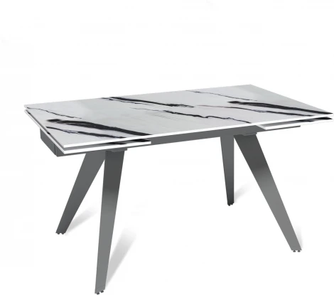 Стол раскладной Rhein (140+40+40), керамика глянцевая Panda White Top Concept арт.22729