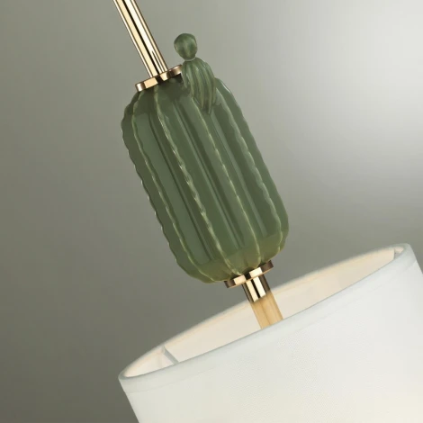 Подвесной светильник Odeon Light Cactus 5425/1 золотой/зеленый/белый/металл/керамика/ткань E14 1*40W (220V, на проводе, круглые)