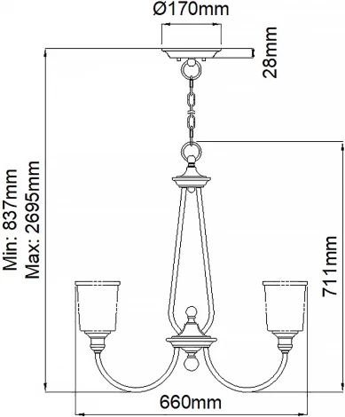 Подвесная люстра Kichler Waverly KL-WAVERLY5-NBR (220V, на цепи)