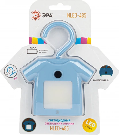 Ночник светодиодный с выключателем на батарейках ЭРА NLED-485-1W-SW-BU