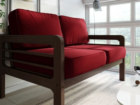 Диван Arsko прямой Бергер М орех велюр красный