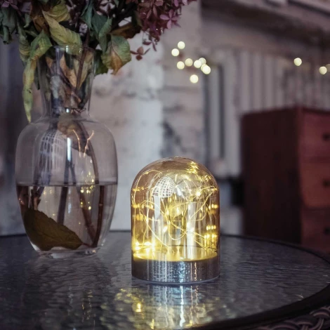 Светодиодная Стеклянная Колба Тепло-Белая с Мерцанием на Батарейках, 10 LED