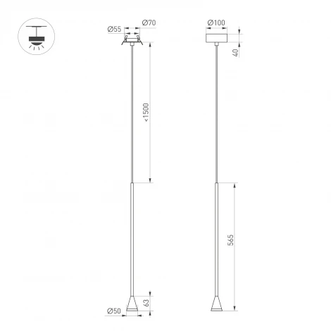 Подвесной светильник светодиодный SP-RINAR-HANG-L565-5W Warm3000 (BK, 36 deg, 230V) (Arlight, IP20 Металл) 059323