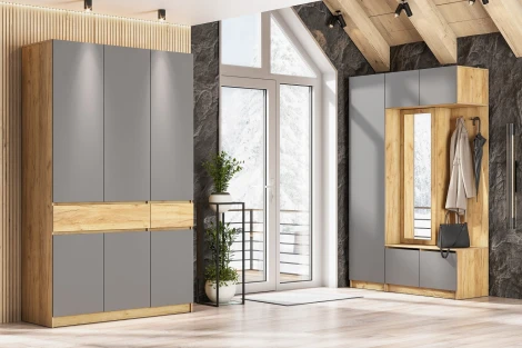 Шкаф двухстворчатый Арника с ящиком "Авиньон", Графит