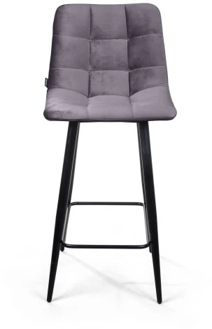 Стул полубарный UNO, бархат светло-серый 26/ чёрный конус Top Concept UNO 74737