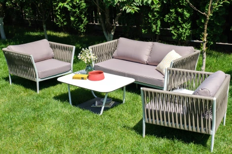 Лаунж-зона плетеная из роупа 4-местная, цвет серо-коричневый 4SIS Касабланка KASS2C2T-4-SET