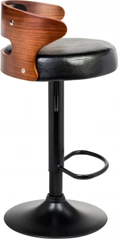 Стул барный DOBRIN FRED BLACK (коричневое дерево, чёрный) 1018_BlackBase-LMZ BLACK, цвет сиденья черный, каркаса коричневое основания черный