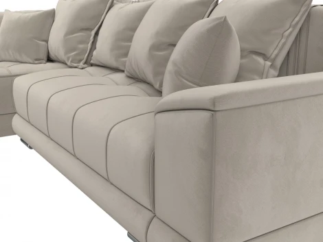 Диван угловой НордСтар левый угол (Бежевый/Микровельвет) Лига Диванов арт.121113L