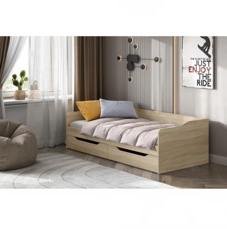 Кровать КР 1 с основанием и Матрас Арникаом Софт, дуб сонома