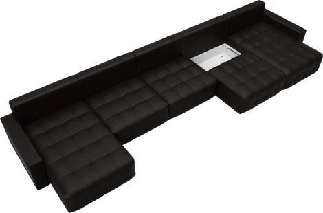 Диван п-образный с полками Лига-053 НПБ МегаЛонг Лига Диванов (Экокожа) арт.129011