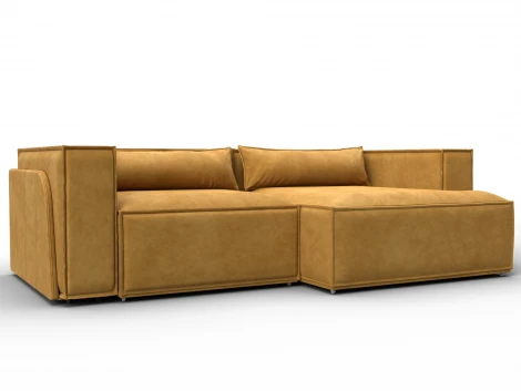 Диван угловой Лига-061 угол правый (ДСП,Брус,Фанера,Велюр/Желтый) Лига Диванов 131144