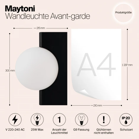 Бра Maytoni Avant-garde MOD324WL-01B (220V, шар)