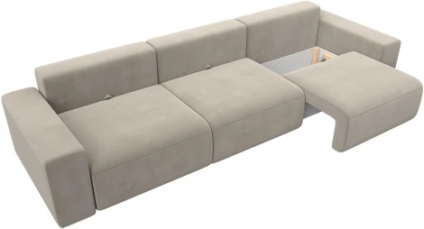 Диван прямой Лига-036 НПБ Классик Лонг (Бежевый/Микровельвет) Лига Диванов арт.121313