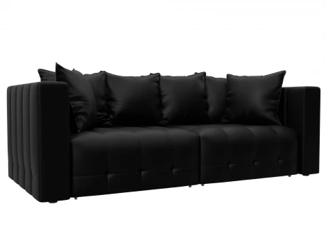 Диван прямой Лига-052 НПБ (ЛДСП,Брус,Фанера/Пластик/Экокожа/Черный) Лига Диванов 129904