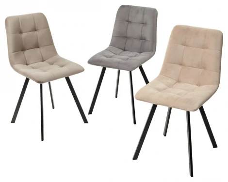 Стул CHILLI-Q SQUARE бежевый #5, велюр / черный каркас, 4 шт./1 к