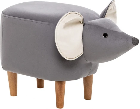 Пуф Leset Mouse COMBI (Фанера,Массив дерева,Велюр/Серый,Белый) арт.2500000190421