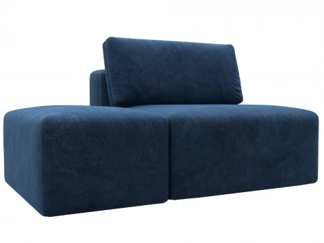 Модули диван и пуф Лига-060 НПБ (ЛДСП,Брус,Фанера,Велюр/Синий) Лига Диванов 129605