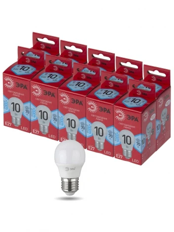 Лампочка светодиодная E27 10W ЭРА LED P45-10W-840-E27 R