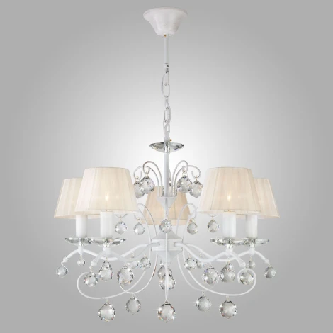 Подвесная люстра Eurosvet Эстель 10058/5 белый с золотом/прозрачный хрусталь Strotskis