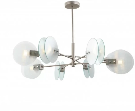 Потолочная люстра на штанге iLamp Panorama 15598-8 SN+CL (220V, круглые)