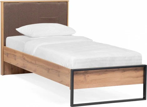 Кровать Woodville Iris 90х200 металл дуб вотан / черный муар арт.406519