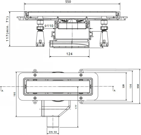 Душевой лоток Pestan Confluo Premium Line 550 с решеткой