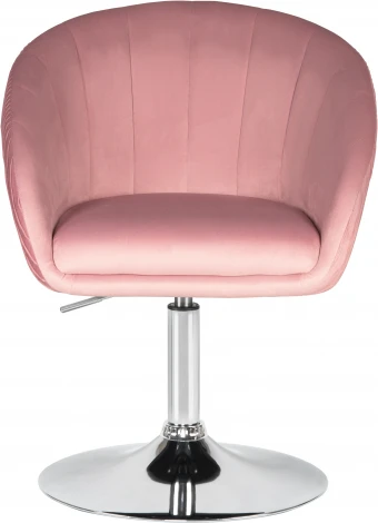 Кресло дизайнерское DOBRIN EDISON (розовый велюр (1922-16)) 8600-LM 8600-LM, цвет сиденья розовый (1922-16), основания хром