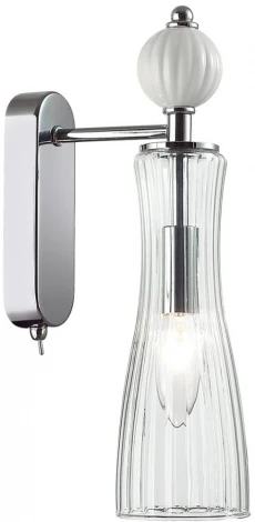Бра с выключателем Lumion Emily 8268/1W хром/белый/прозрачный, металл/керамика/стекло Е14 1*40W 220V