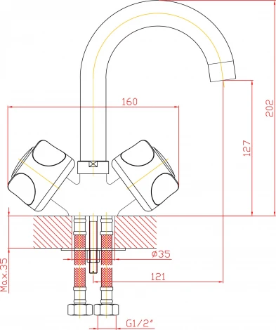 Смеситель 1 Orange Classic R M73-011cr для раковины
