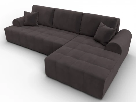 Диван угловой Лига-080 угол правый (ДСП/Пластик/Велюр/Коричневый) Лига Диванов 134749