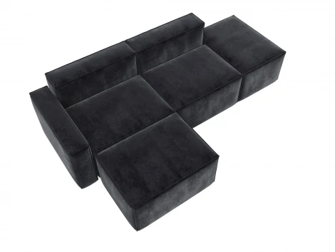 Диван угловой модульный Лига-063 угол левый (ДСП/Пластик/Велюр/Темно-серый) Лига Диванов 129796L