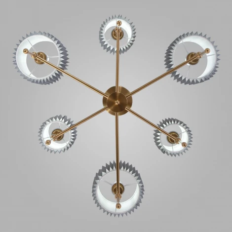 Потолочная люстра Wi-Fi на штанге Eurosvet Notturno 60162/6 латунь (220V, управление смартфоном, голосовое управление, умный дом - Minimir Home, Алиса, Маруся, Салют)