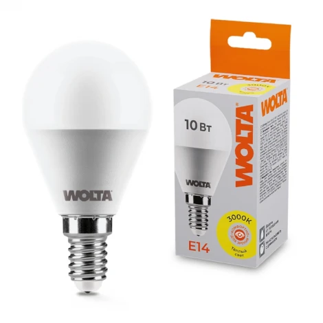 Светодиодная лампа 10Вт 3000K E14 Wolta 25Y45GL10E14