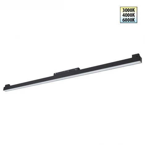 Трековый светильник светодиодный для низковольтного шинопровода Novotech Flum 359621 черный с переключ. цв. темпер. IP20 LED 3000К\4000К\6000К 30W 48V