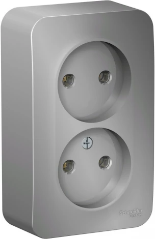 Розетка накладная двойная без заземления (алюминий) Systeme Electric Blanca BLNRA000203