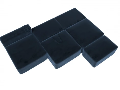 Диван угловой модульный с пуфом Лига-060 НПБ Лонг угол универсальный (ЛДСП,Брус,Фанера/Пластик/Велюр/Синий) Лига Диванов 129514