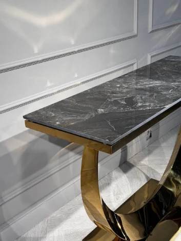 Стол-консоль IST-CASA Прайм IST-803,120х40х78 см, черный мрамор/золотой